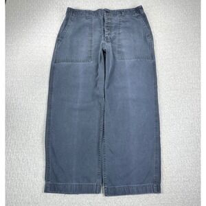 Vintage Gap Army Fatigue Pants Men 36x34 fits 34x29  Blue Canvas Work Wide Leg